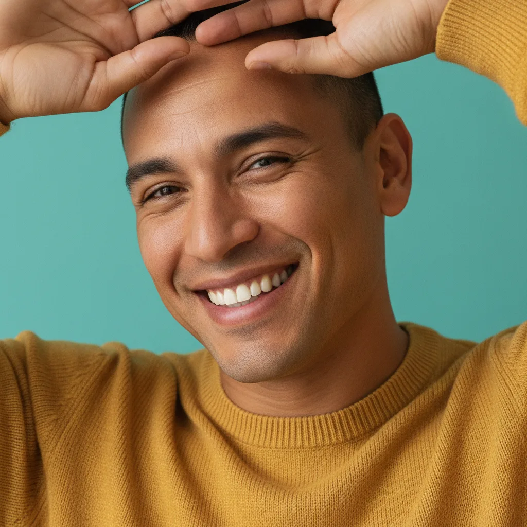 Close-up portrait of a man with a bright, natural smile